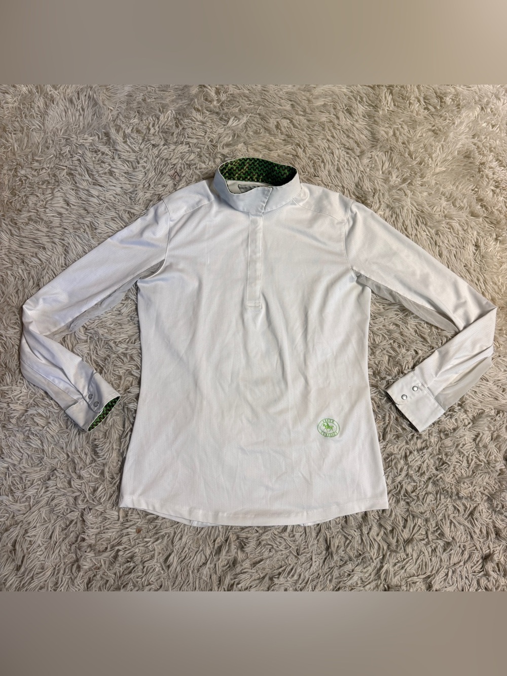 Women’s Medium White Essex Classics Long Sleeve Horseback Riding Show Shirt